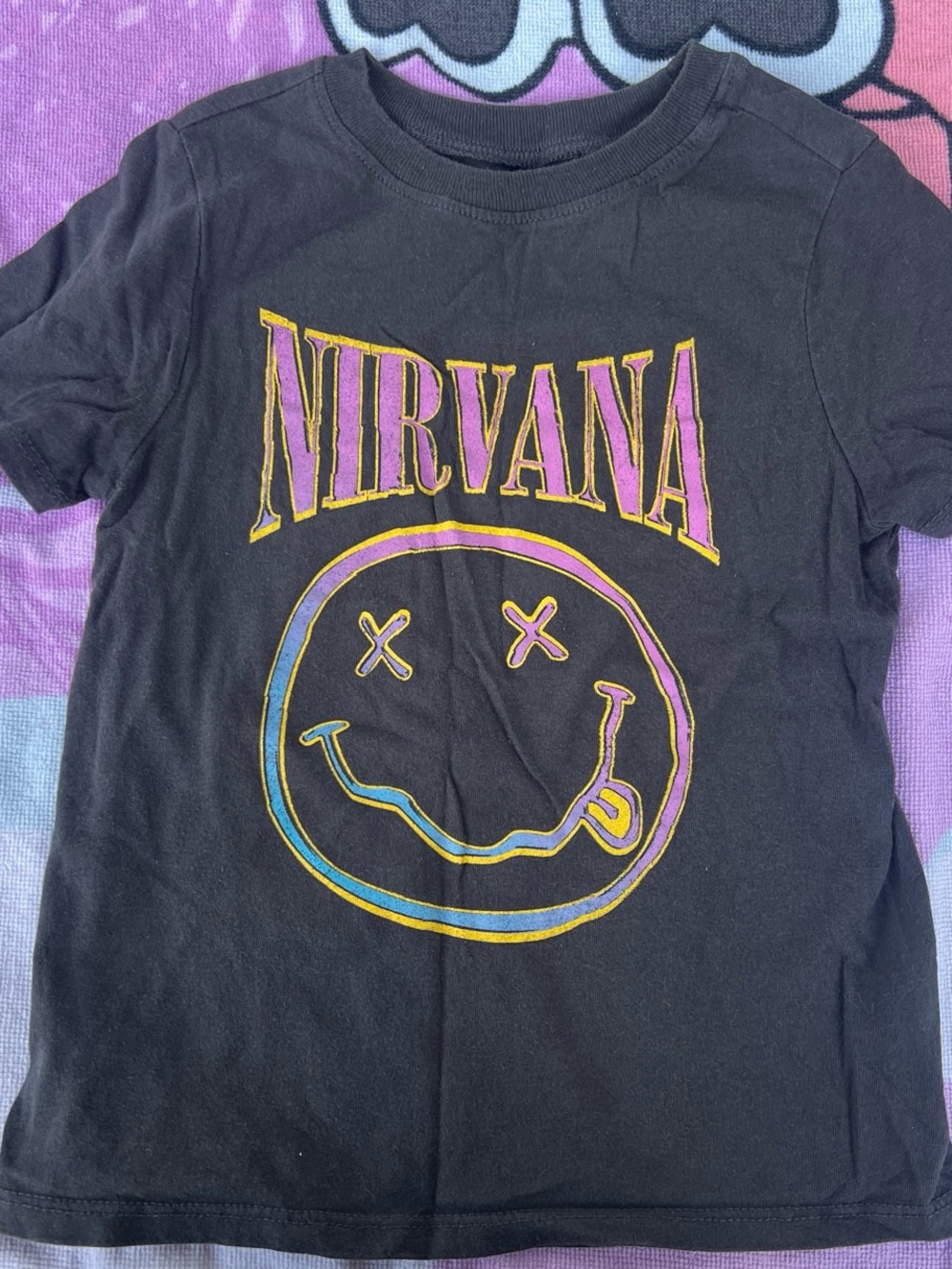 Old Navy Black Kids' Nirvana Graphic Tee with Pink and Yellow Accents